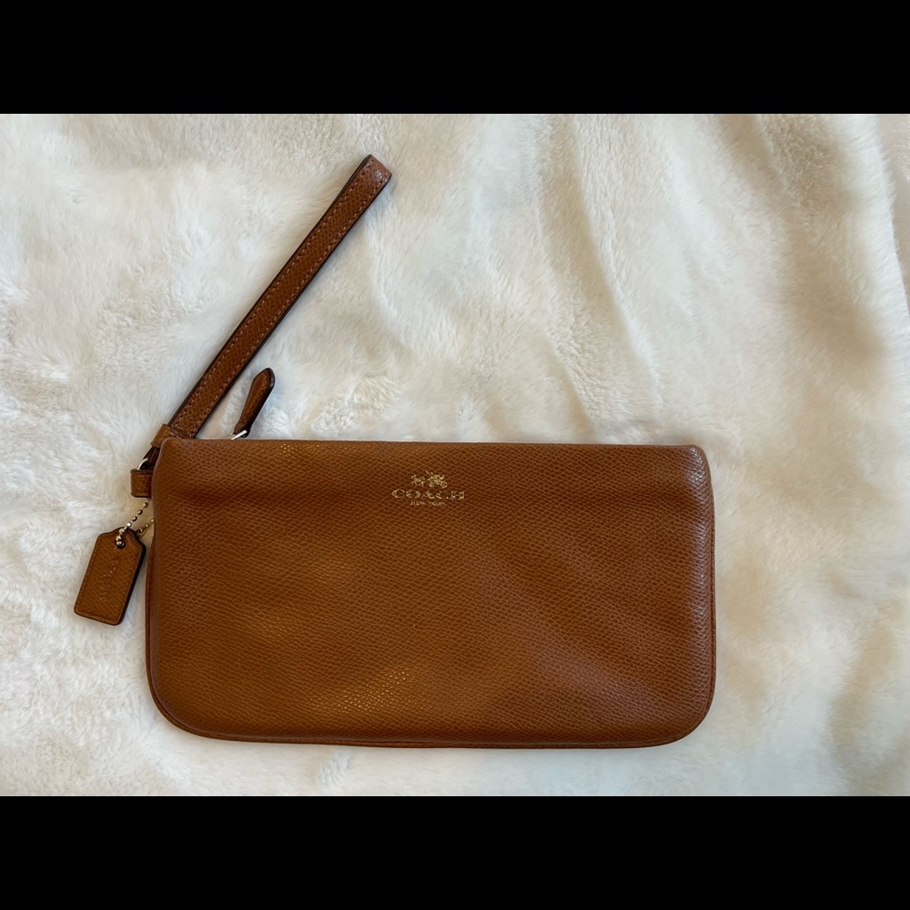 Coach Large Crossgrain Leather Wristlet
